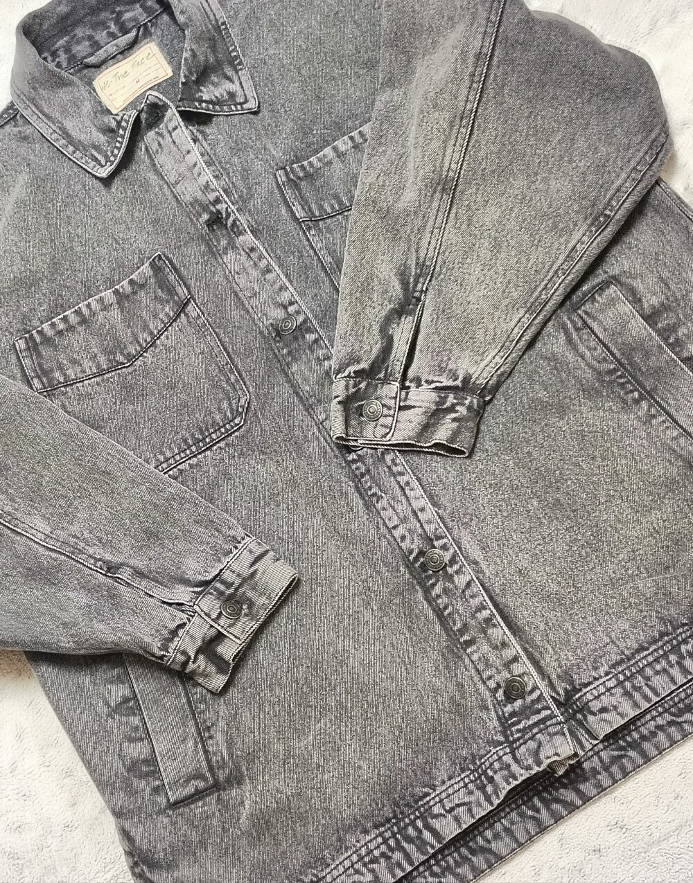 Free People We The Free Madison City Denim Jacket Women's Medium Washed Black - Picture 7 of 11